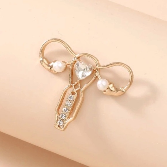XMAS SALE Gold Filled Crystal Women’s Reproductive Rights Brooch Pin - Picture 2 of 5